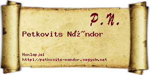 Petkovits Nándor névjegykártya