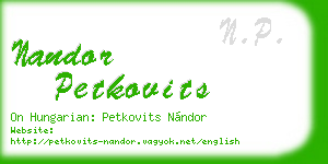 nandor petkovits business card